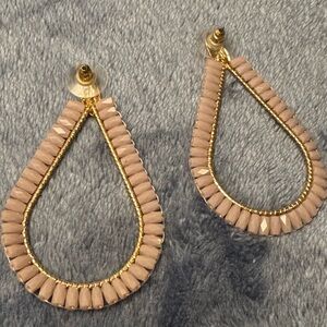 Gold and Lavender Teardrop Earrings with Intricate Design